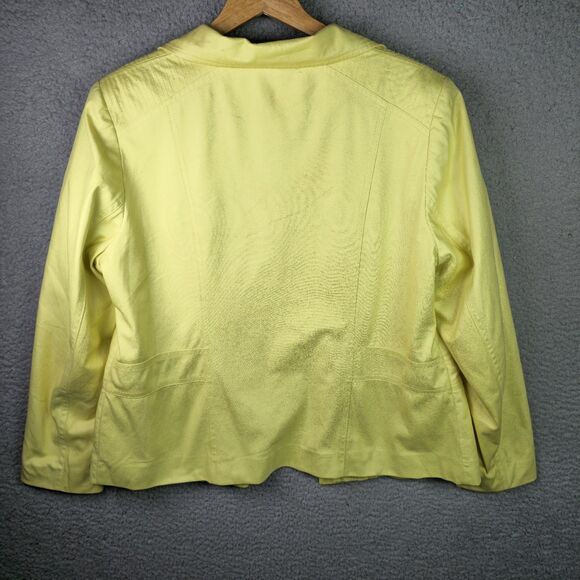 TanJay Jacket Womens 14 Bright Yellow Full Zip Faux Leather Lined Zipper Pockets - Picture 13 of 16